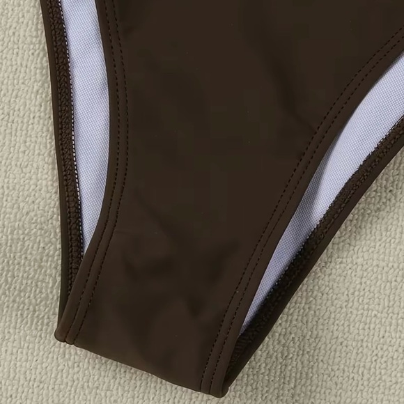 Chic Brown Bandeau Bikini Set - Picture 5 of 11